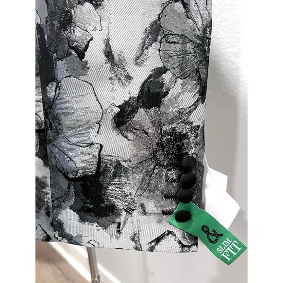 Paisley & Gray Blazer Men Size 42R Slim Fit Floral Shimmer Silver Preppy Elegant - Picture 6 of 15